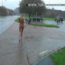 linsey nude walking in the rain caught uk